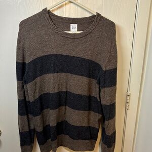 GAP Men’s Striped Crewneck Sweater in Brown and Black